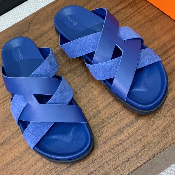 HM Kazimir Sandal Cobalt Blue Suede Calfskin 294032