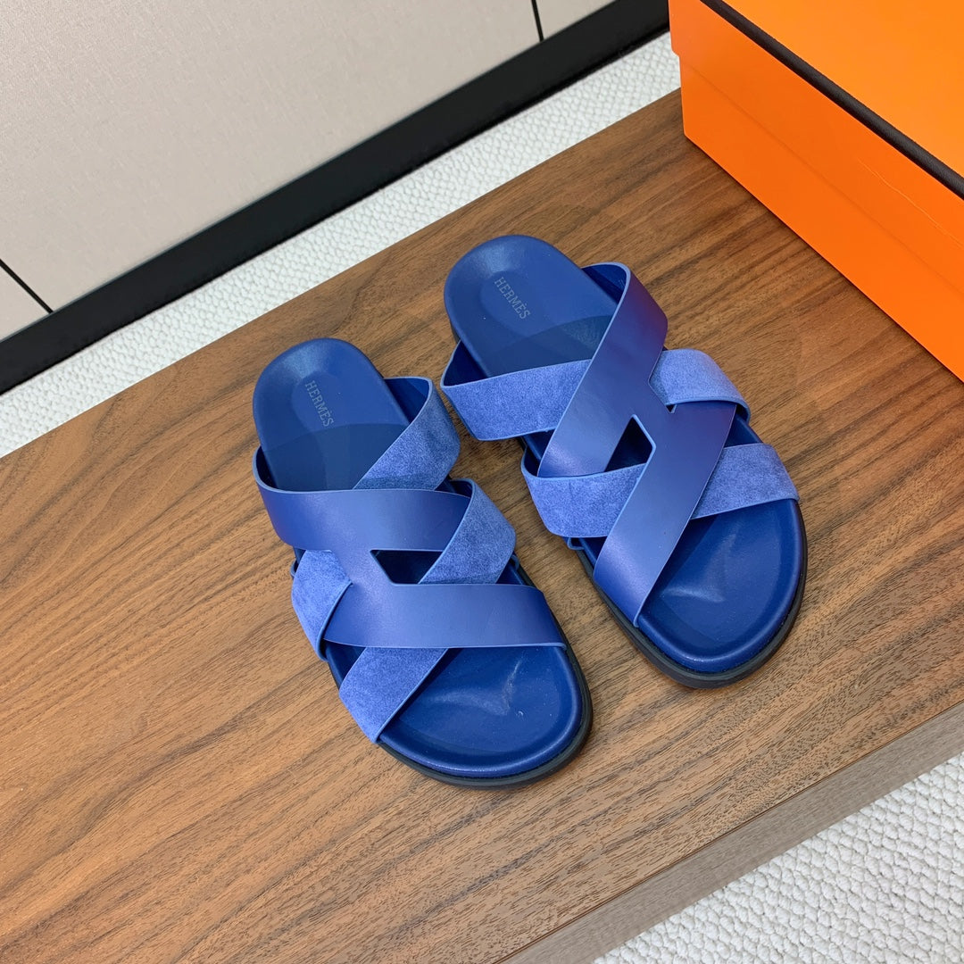 HM Kazimir Sandal Cobalt Blue Suede Calfskin 294032