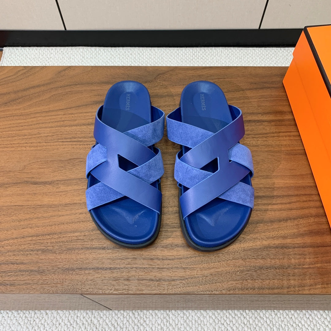 HM Kazimir Sandal Cobalt Blue Suede Calfskin 294032