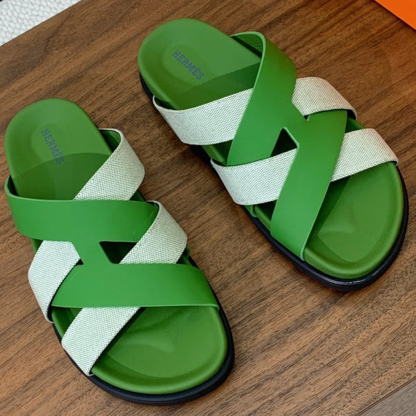 HM Kazimir Sandal Green Gray  Farbic Calfskin 293988