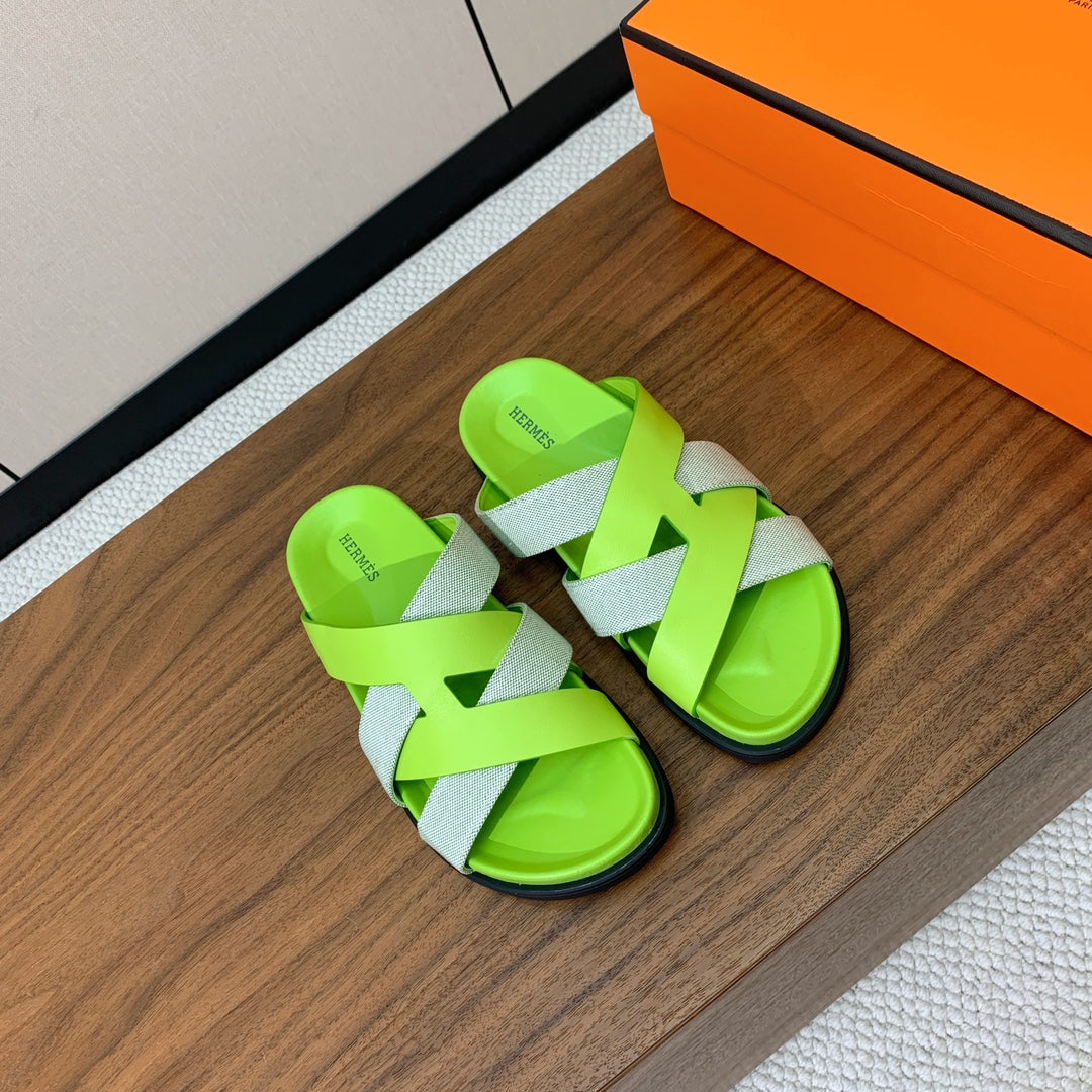 HM Kazimir Sandal Green Farbic Calfskin 293984