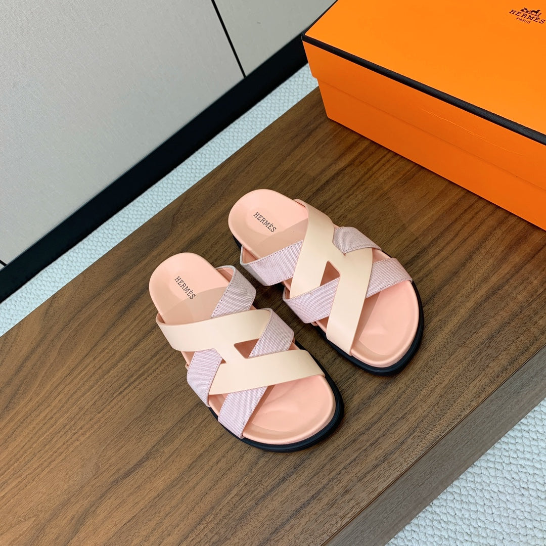 HM Kazimir Sandal Pale Pink Farbic Calfskin 293987