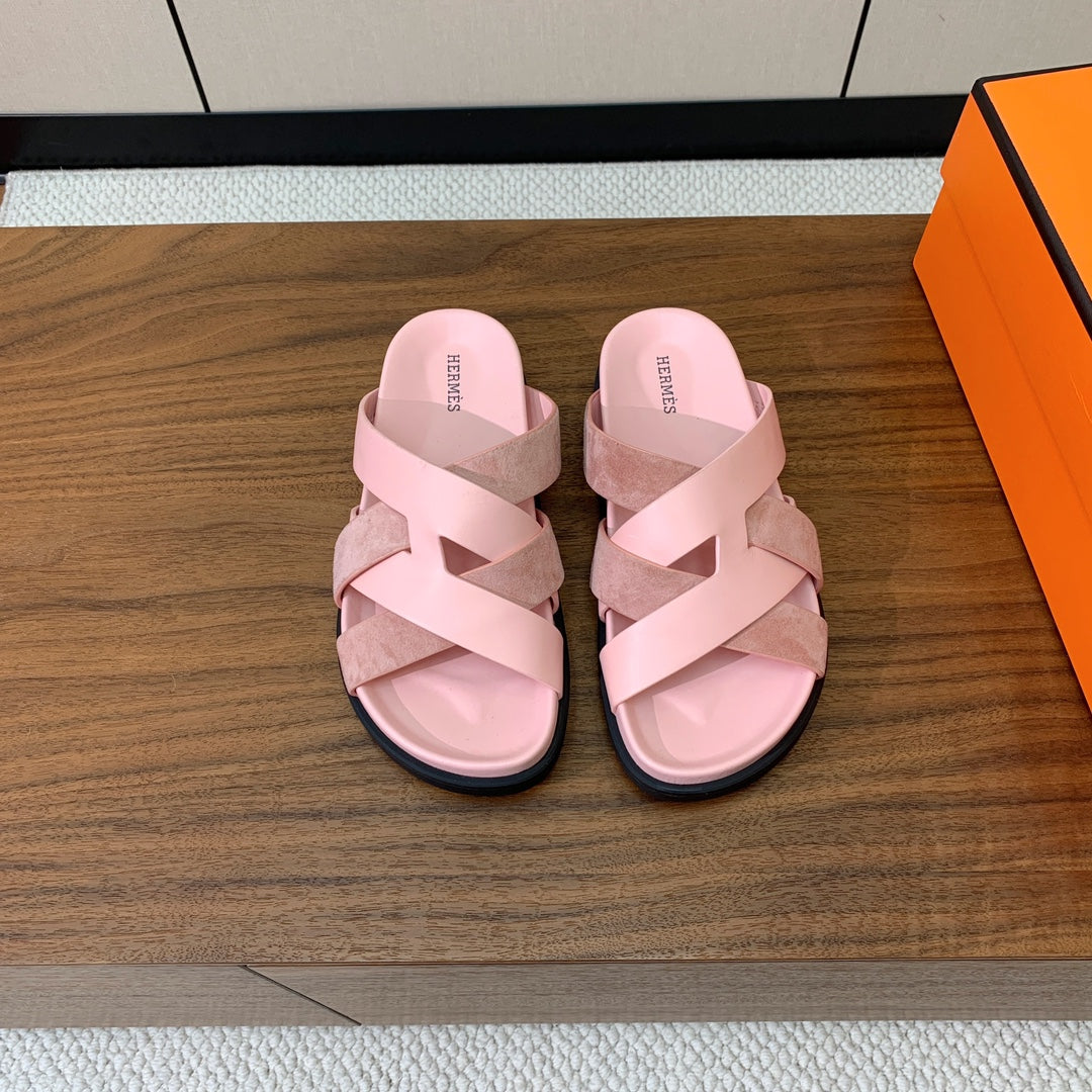 HM Kazimir Sandal Pink  Suede Calfskin 293989