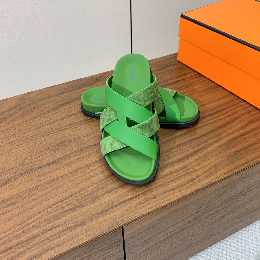 HM Kazimir Sandal Green Suede Calfskin 293990