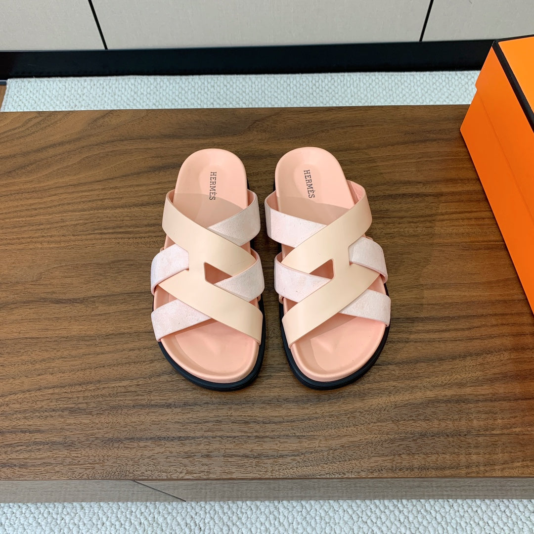 HM Kazimir Sandal Pale Pink Suede Calfskin 293991