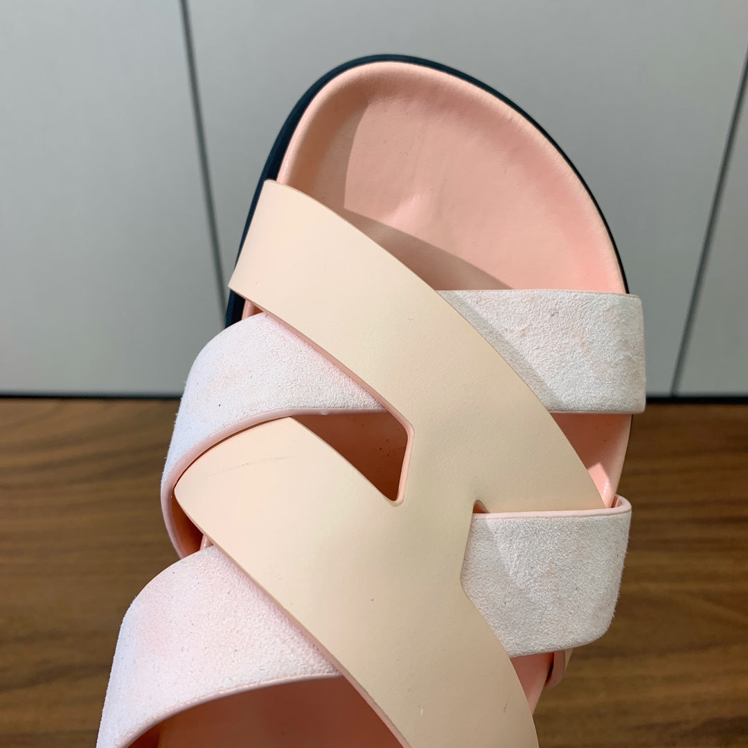 HM Kazimir Sandal Pale Pink Suede Calfskin 293991
