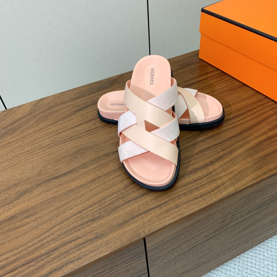 HM Kazimir Sandal Pale Pink Suede Calfskin 293991