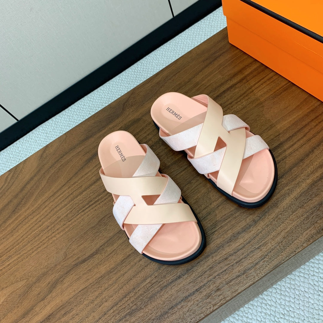 HM Kazimir Sandal Pale Pink Suede Calfskin 293991