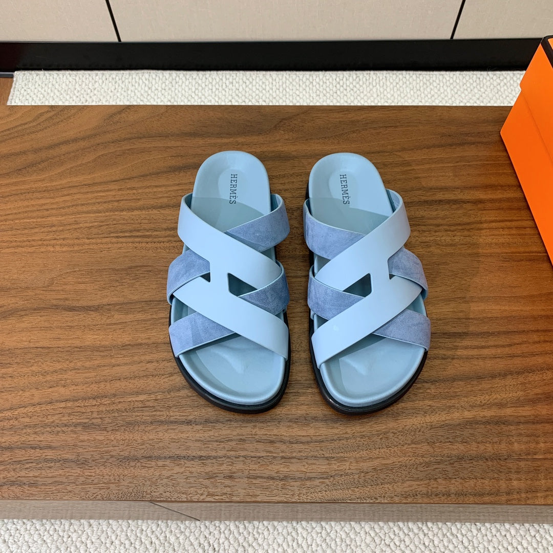 HM Kazimir Sandal Light  Blue Suede Calfskin 293992