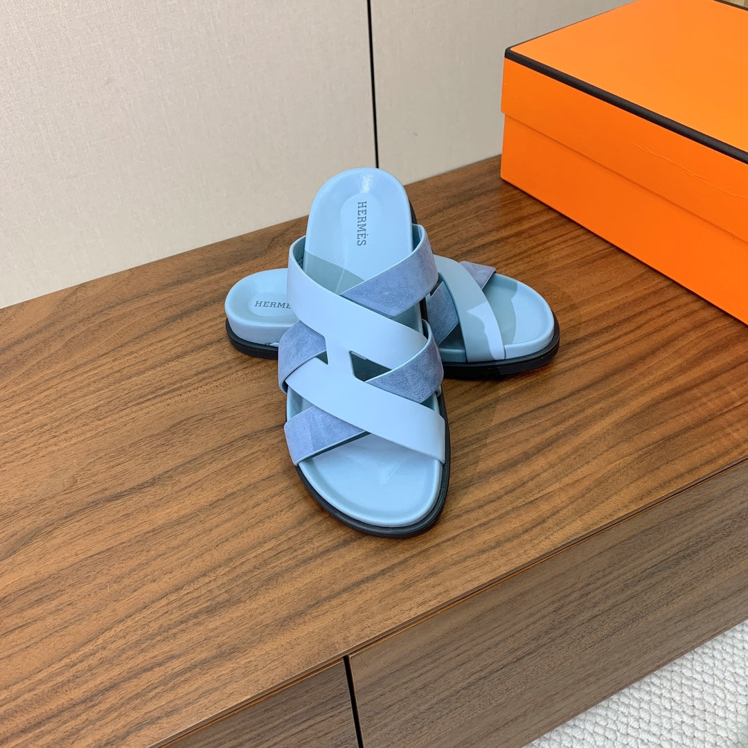 HM Kazimir Sandal Light  Blue Suede Calfskin 293992