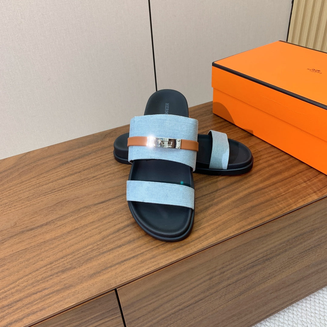 HM Jackson Sandal Denim Black Calfskin 294043