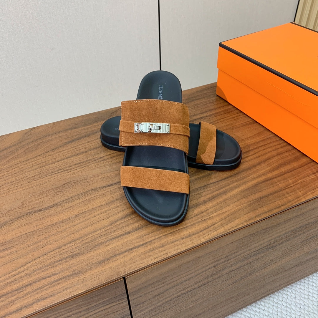 HM Jackson Sandal Brown Chocolate Suede Calfskin 294047