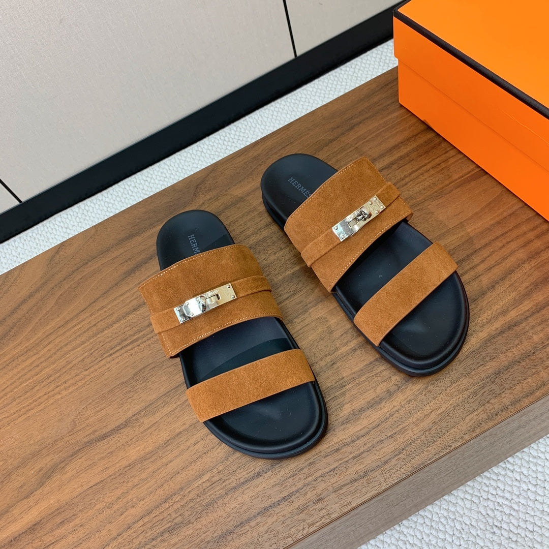 HM Jackson Sandal Brown Chocolate Suede Calfskin 294047