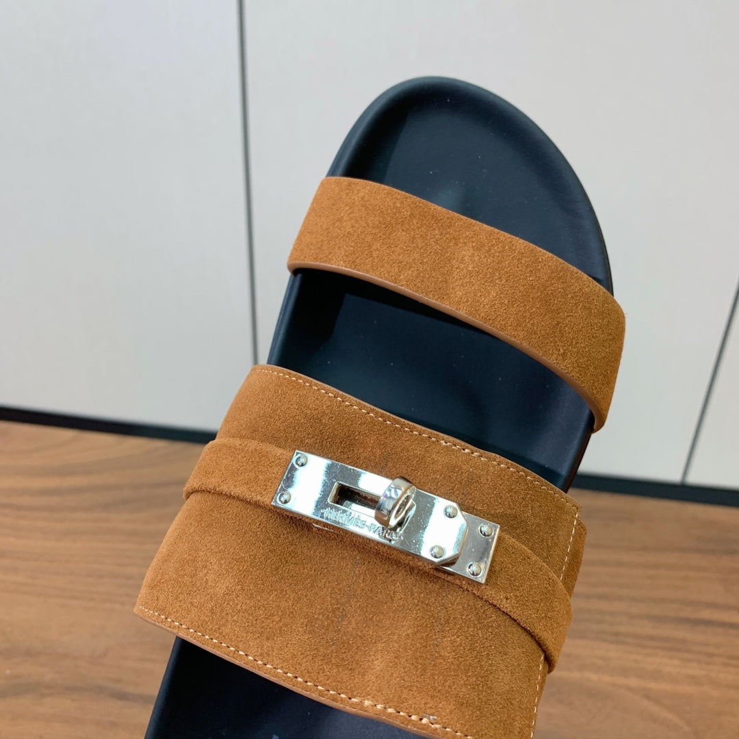 HM Jackson Sandal Brown Chocolate Suede Calfskin 294047