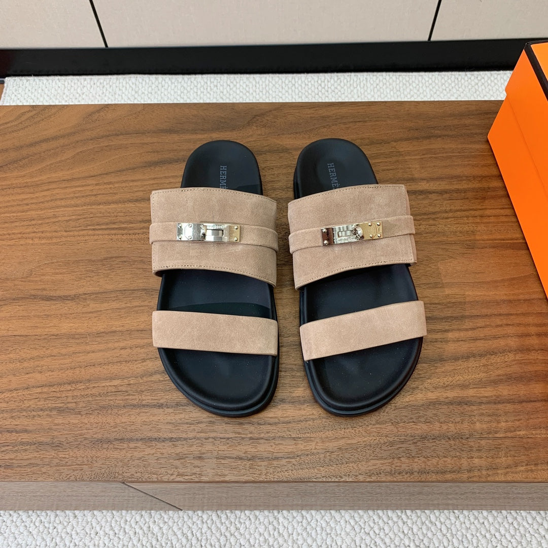 HM Jackson Sandal Pure Beige Suede Calfskin 294049