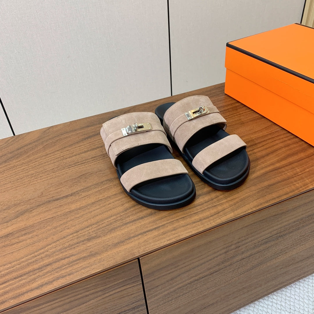 HM Jackson Sandal Pure Beige Suede Calfskin 294049