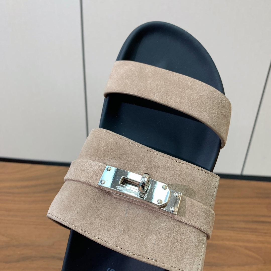 HM Jackson Sandal Pure Beige Suede Calfskin 294049