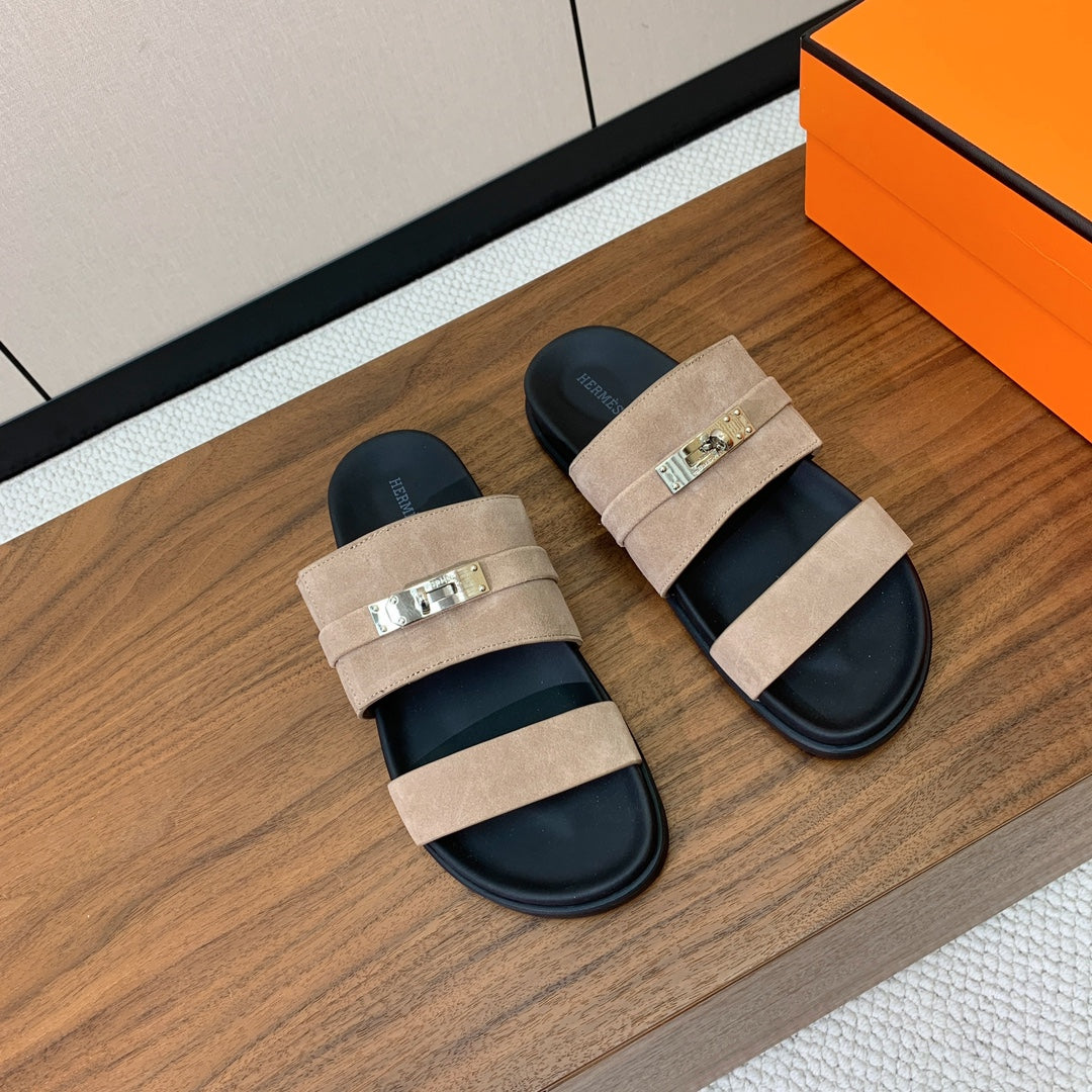 HM Jackson Sandal Pure Beige Suede Calfskin 294049