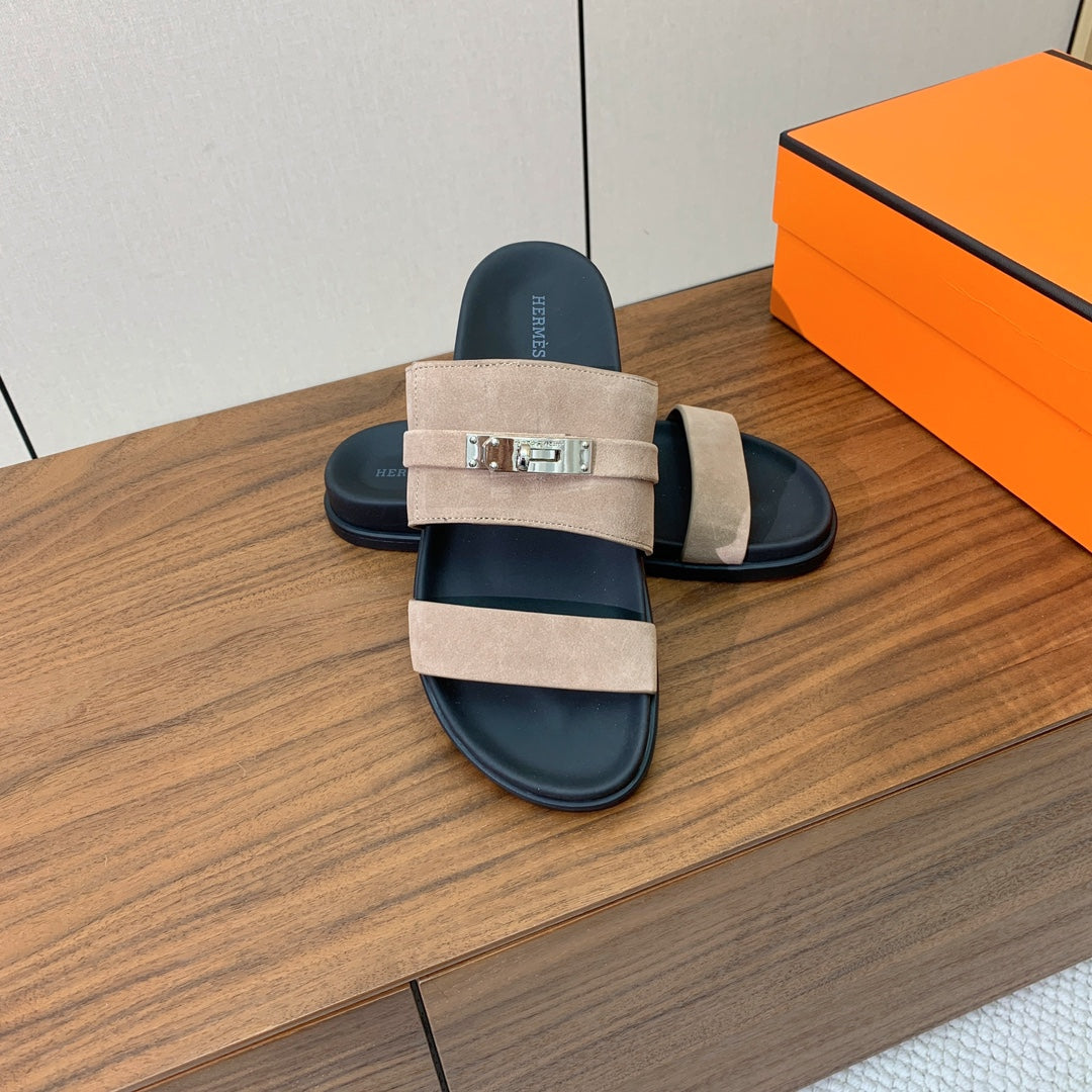 HM Jackson Sandal Pure Beige Suede Calfskin 294049