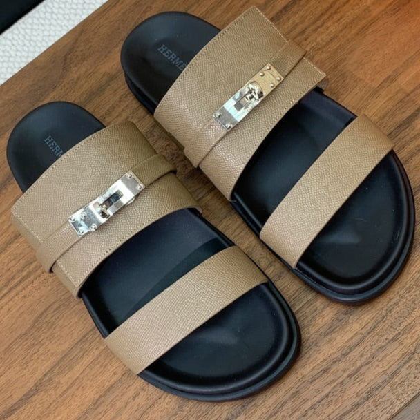 HM Jackson Sandal Beige Black Cowhide 294060