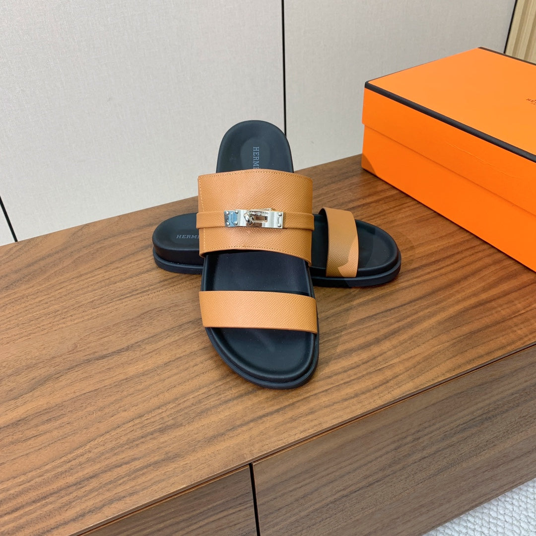 HM Jackson Sandal Brown Orange Cowhide 294061