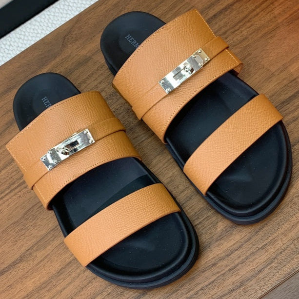 HM Jackson Sandal Brown Orange Cowhide 294061