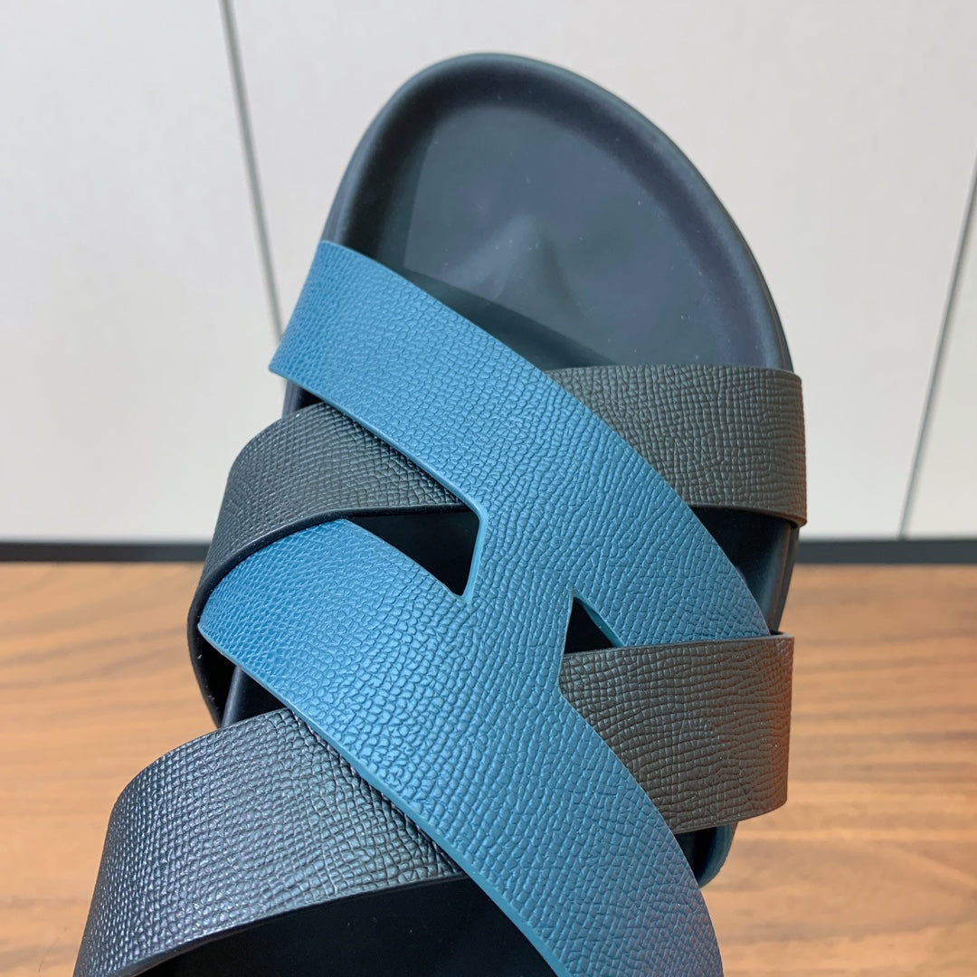 HM Heracles Sandals Lapis Blue Frabic Calfskin 294072