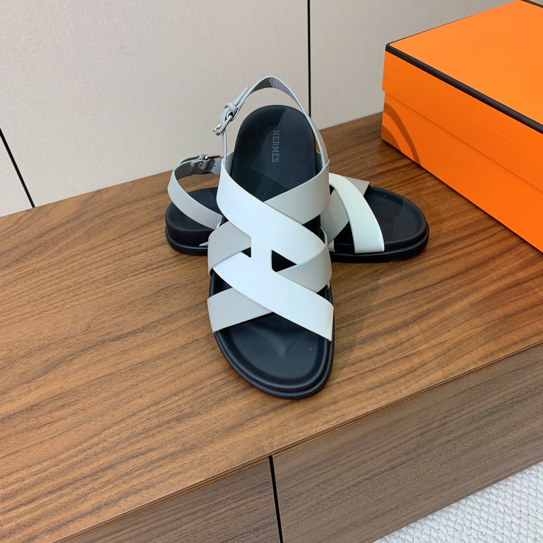 HM Heracles Sandals White Gray Calfskin 294075