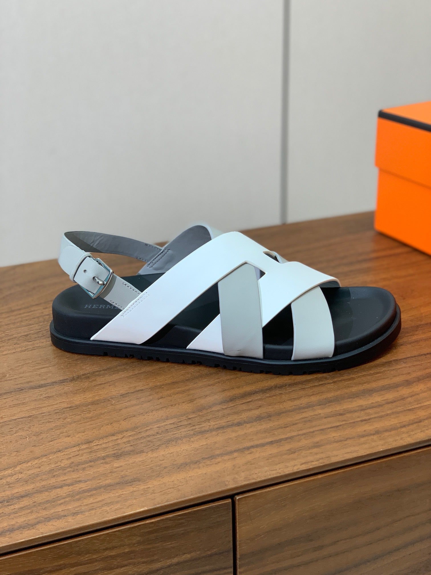 HM Heracles Sandals White Gray Calfskin 294075