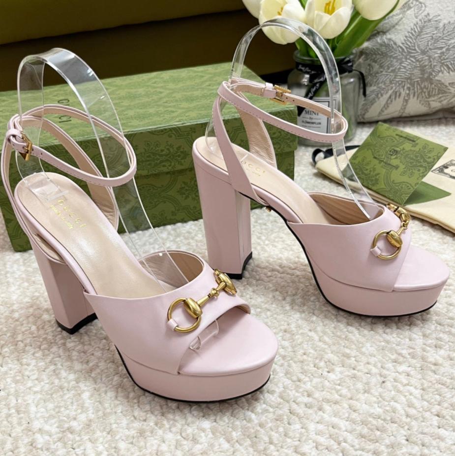 Horsebit 11cm Platform Sandal Pink Calfskin