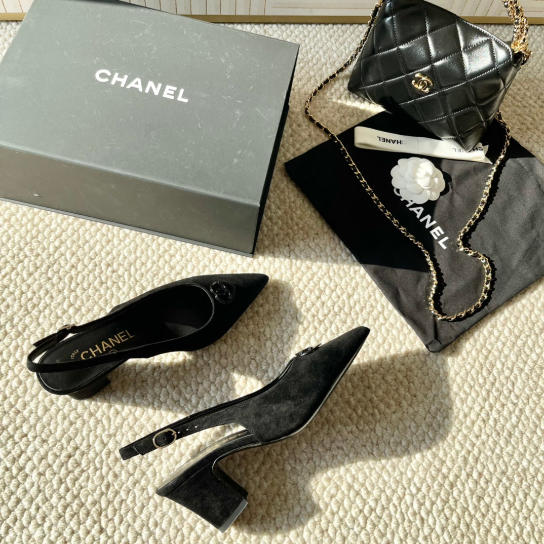 CC Slingback In Black Suede 151522