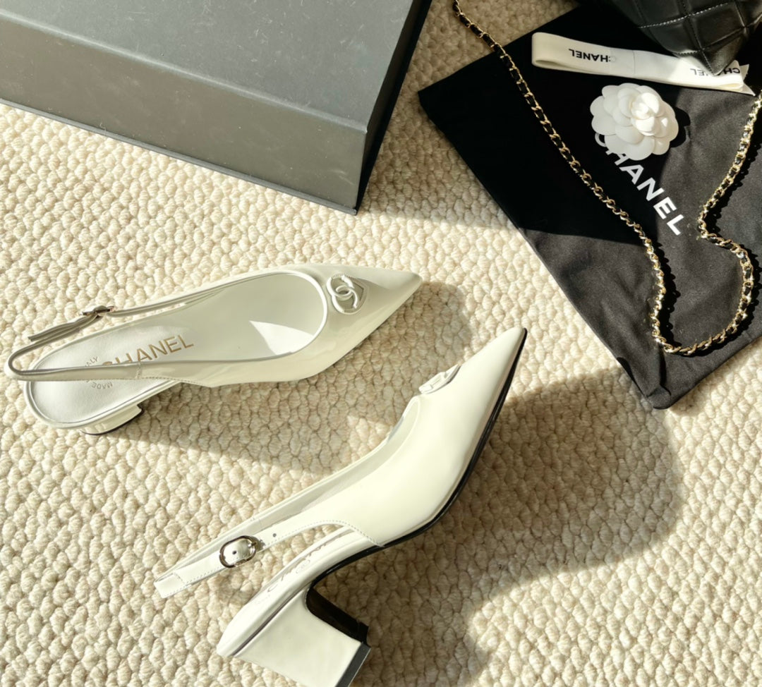 CC Slingback In White Cowhide 151528