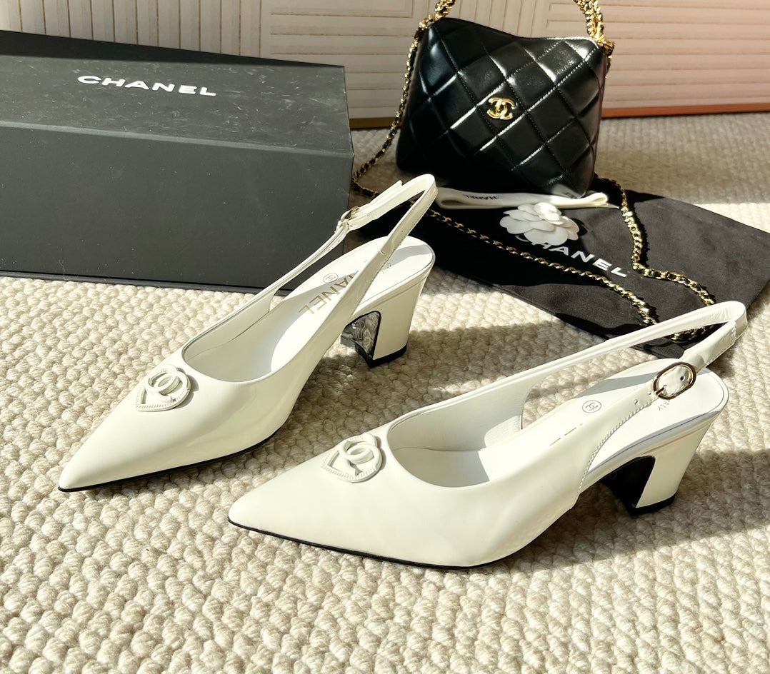 CC Slingback In White Cowhide 151528
