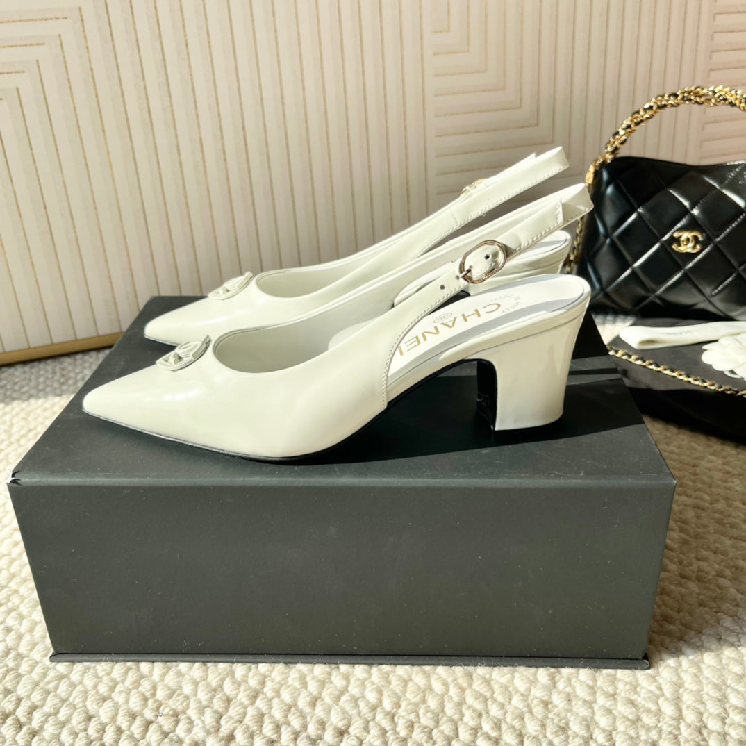 CC Slingback In White Cowhide 151528