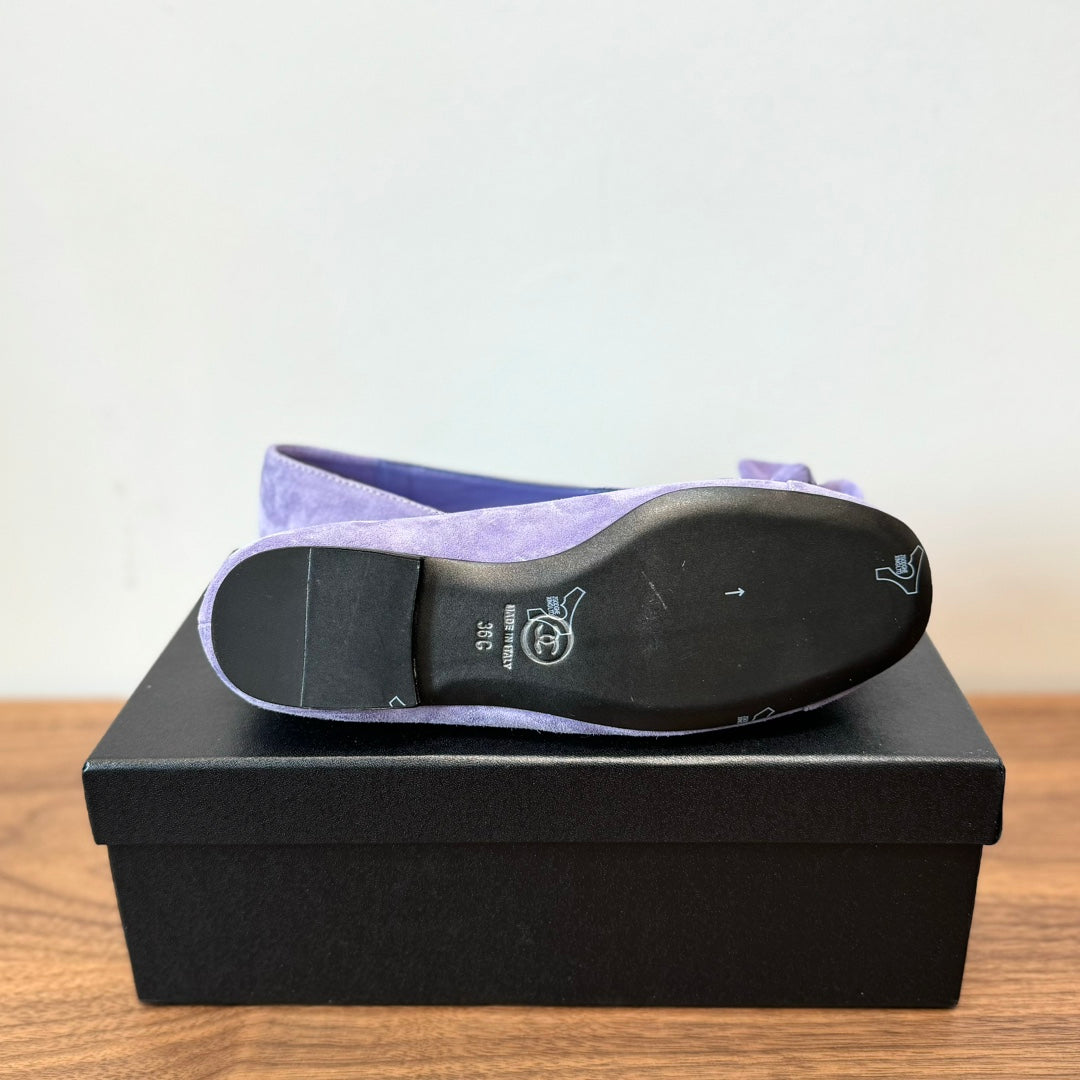 CC Ballet Flats Light Purple With Camellia Light Purple Suede
