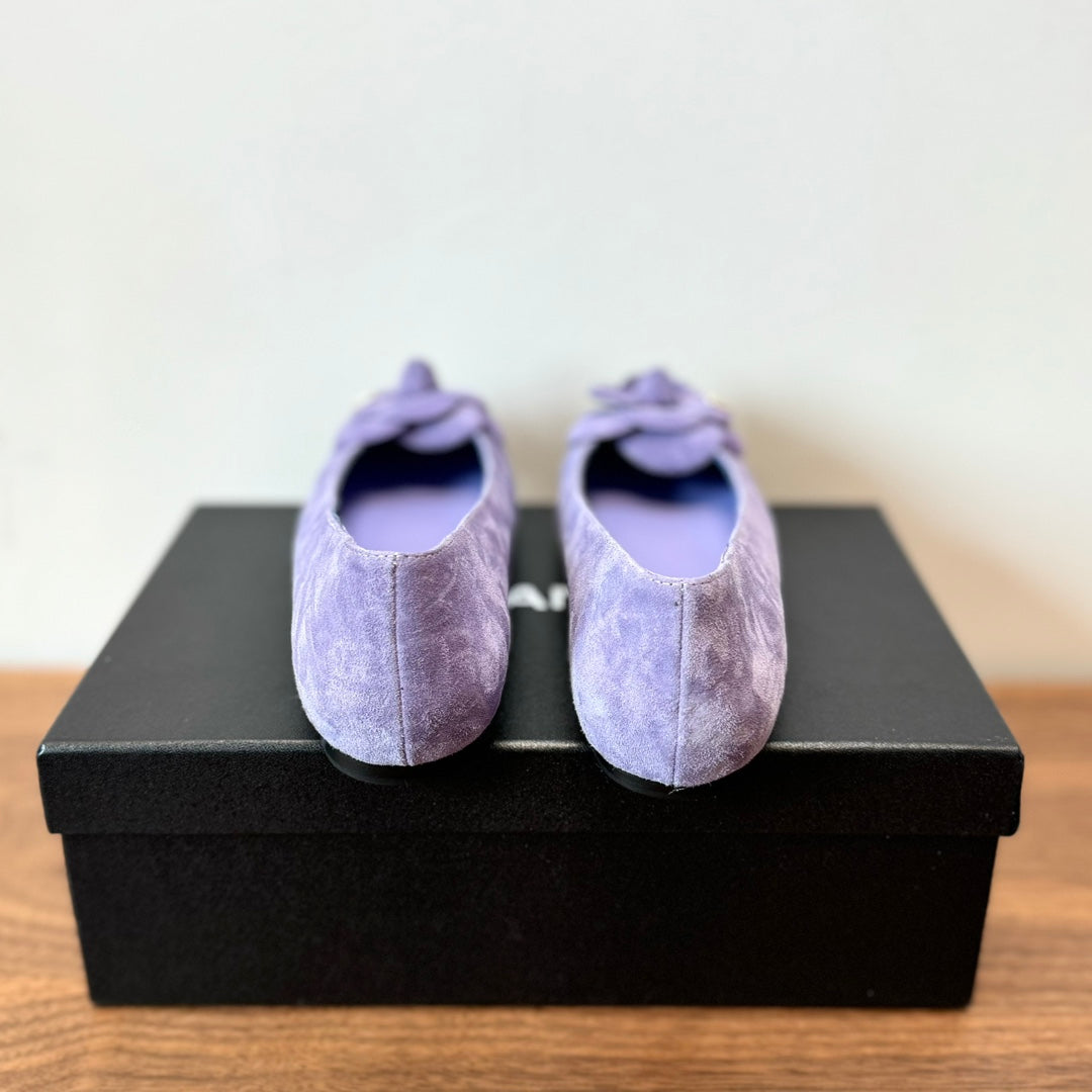 CC Ballet Flats Light Purple With Camellia Light Purple Suede