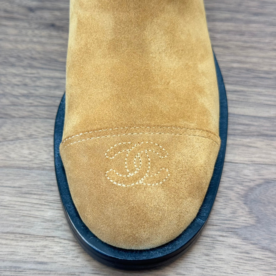 CC Short Boots Yellow Quilted Suede