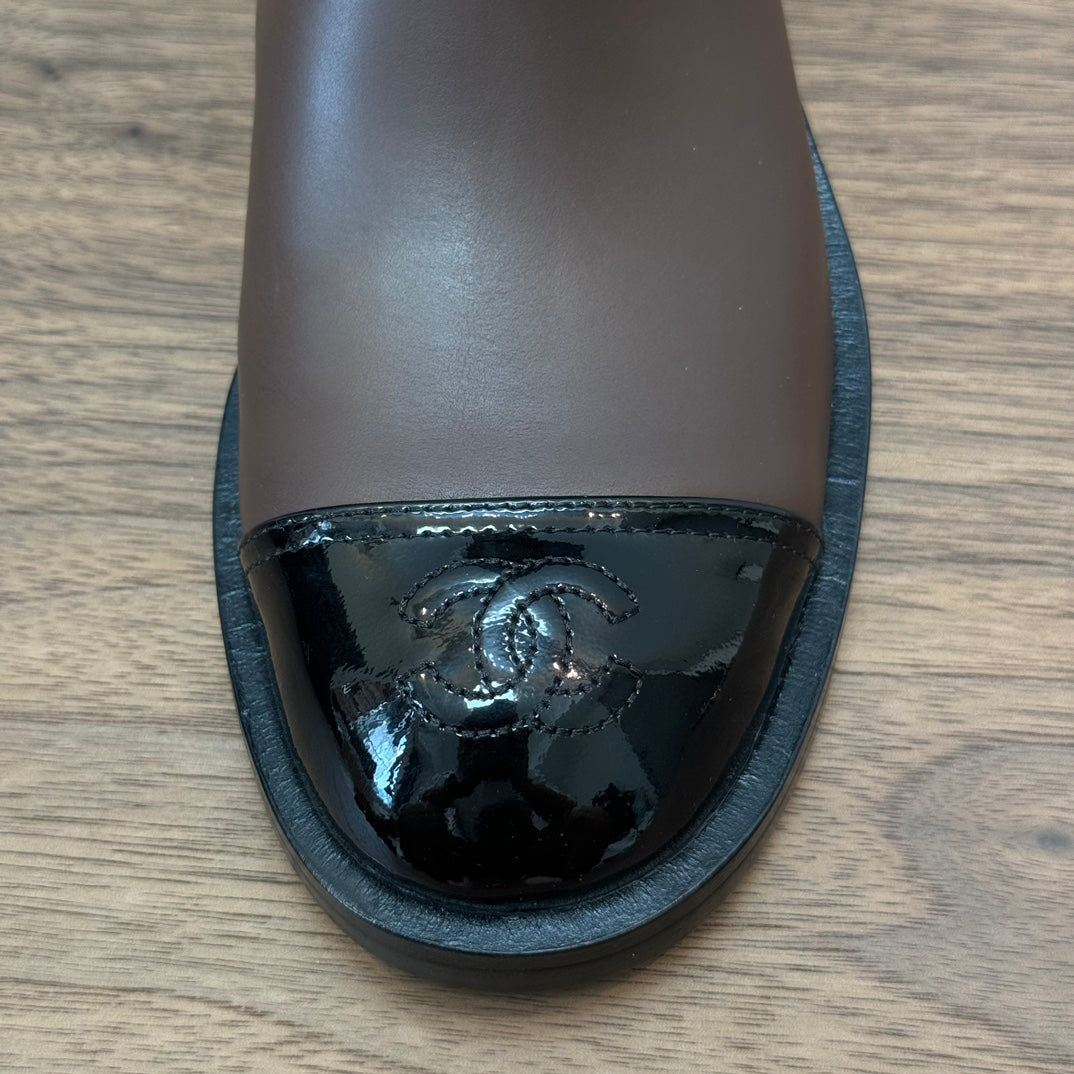 CC Short Boots Earth Brown Quilted Calfskin