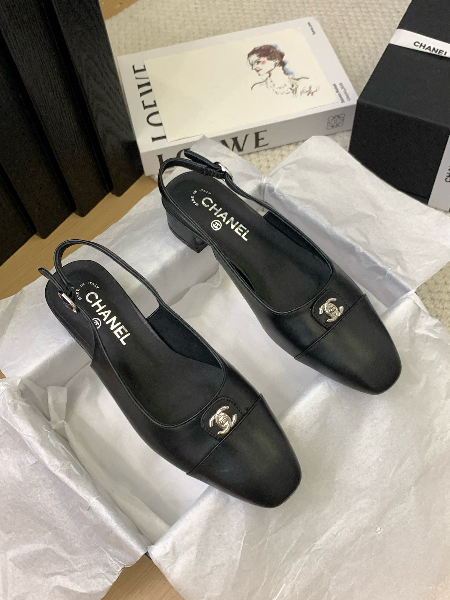 CC 25K Slingback Flat Calfskin