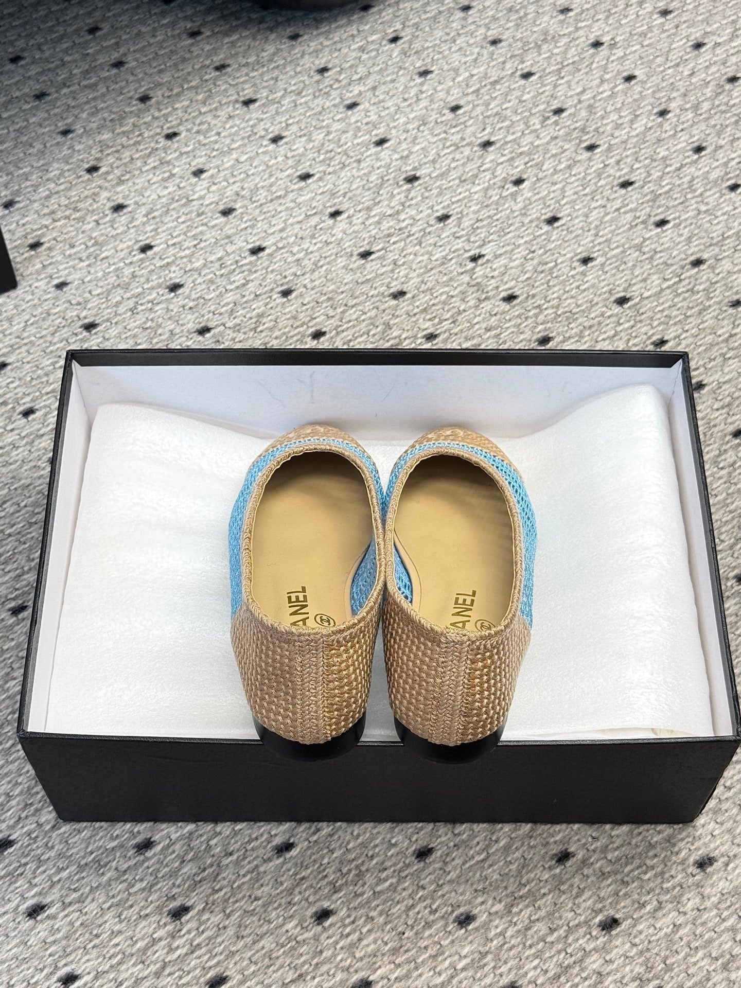 CC 25 Ballet Flat Blue Beige Raffia