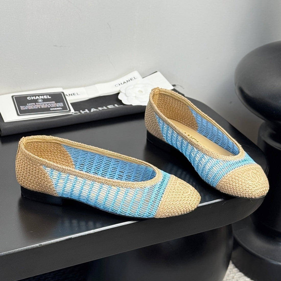 CC 25 Ballet Flat Blue Beige Raffia
