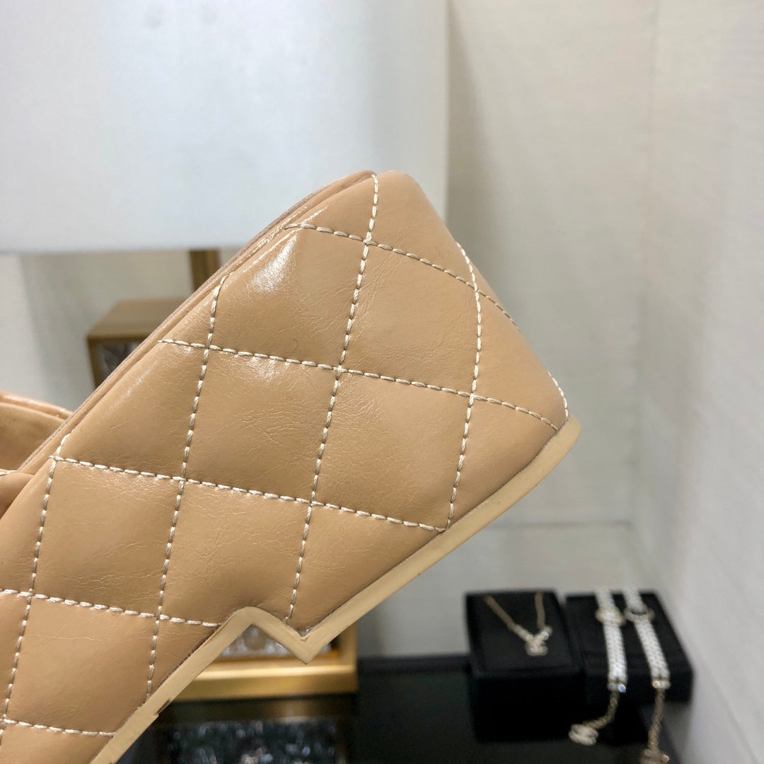 mule sandal 95 beige quilted waxed leather