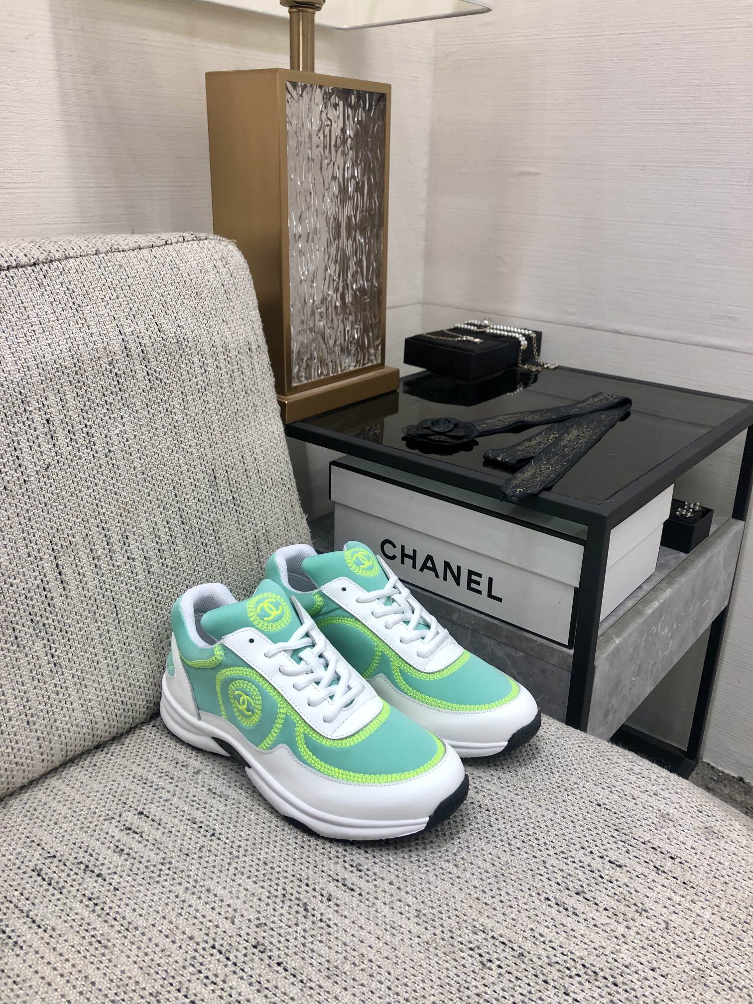 CC Sneaker Turquoise Mix White Fabric