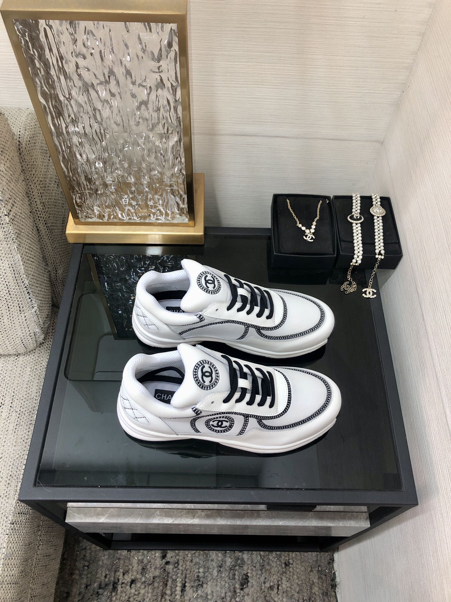 CC Sneaker White Mix Black Fabric