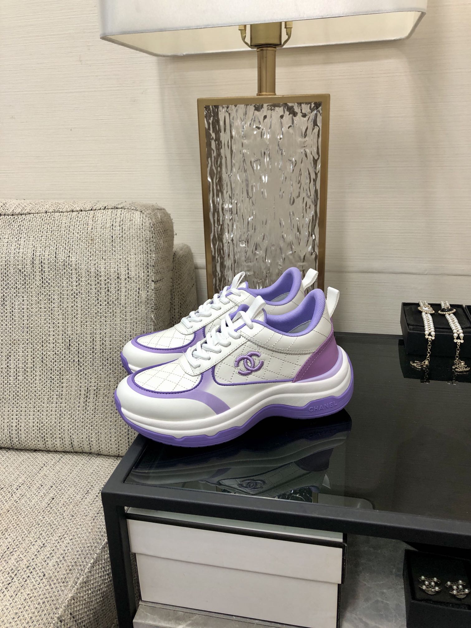 CC Sneaker Purple White Nappa Leather