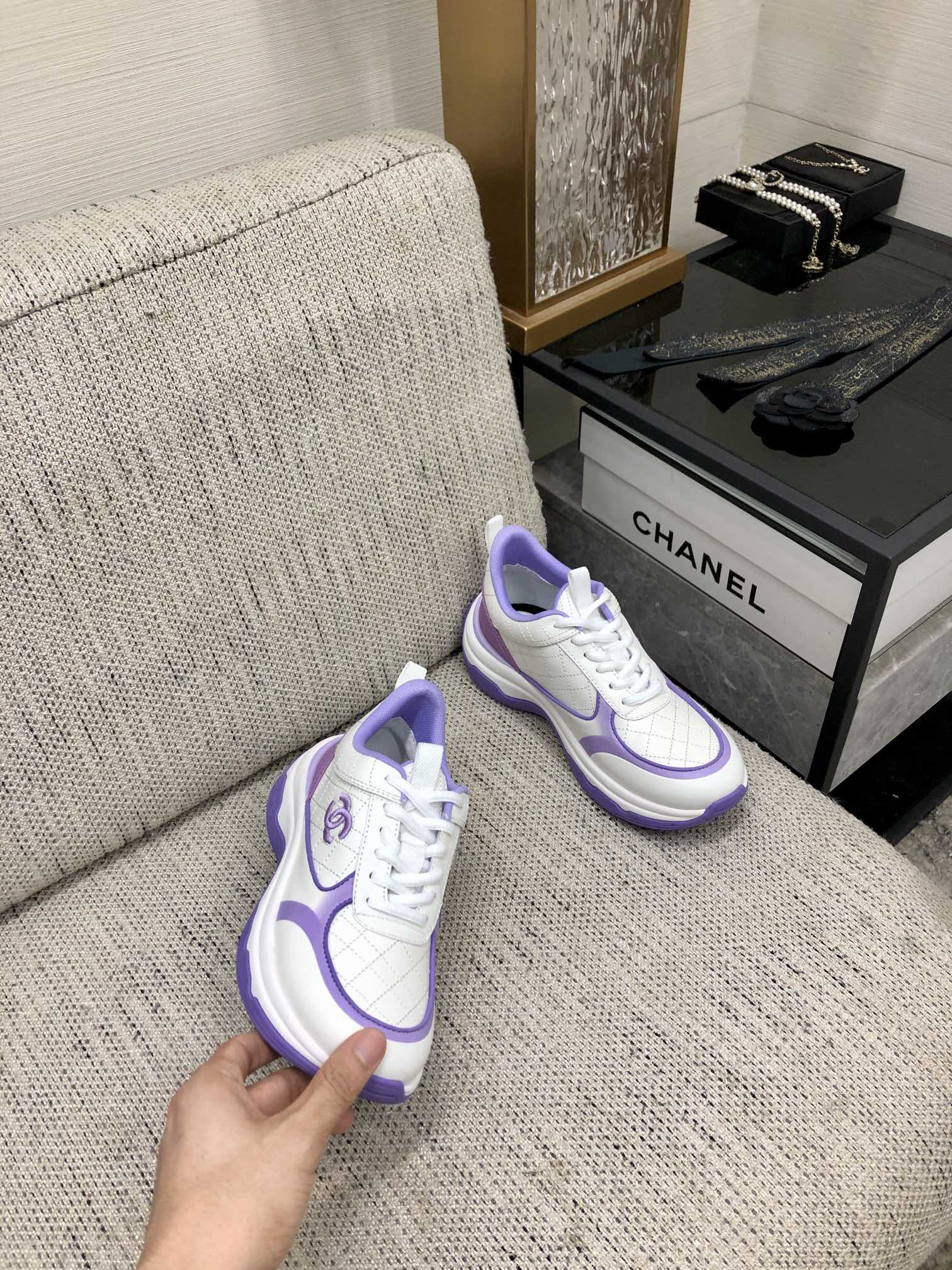 CC Sneaker Purple White Nappa Leather
