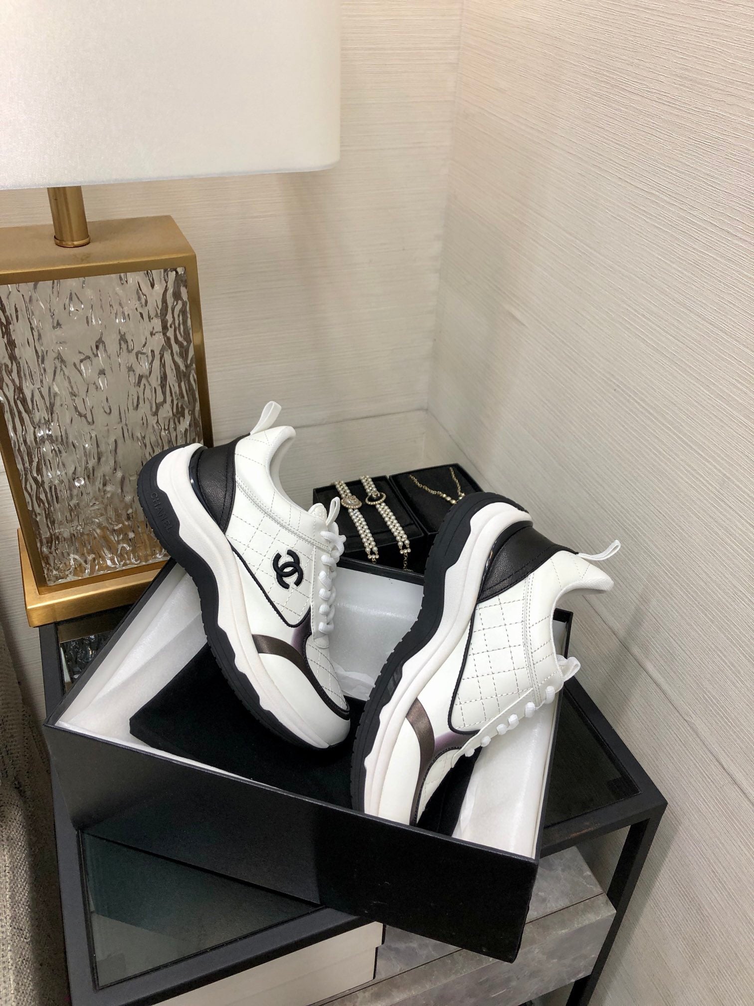 CC Sneaker Black White Nappa Leather