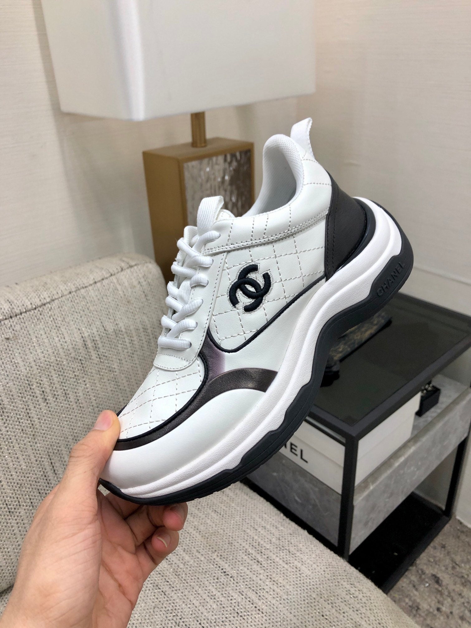 CC Sneaker Black White Nappa Leather