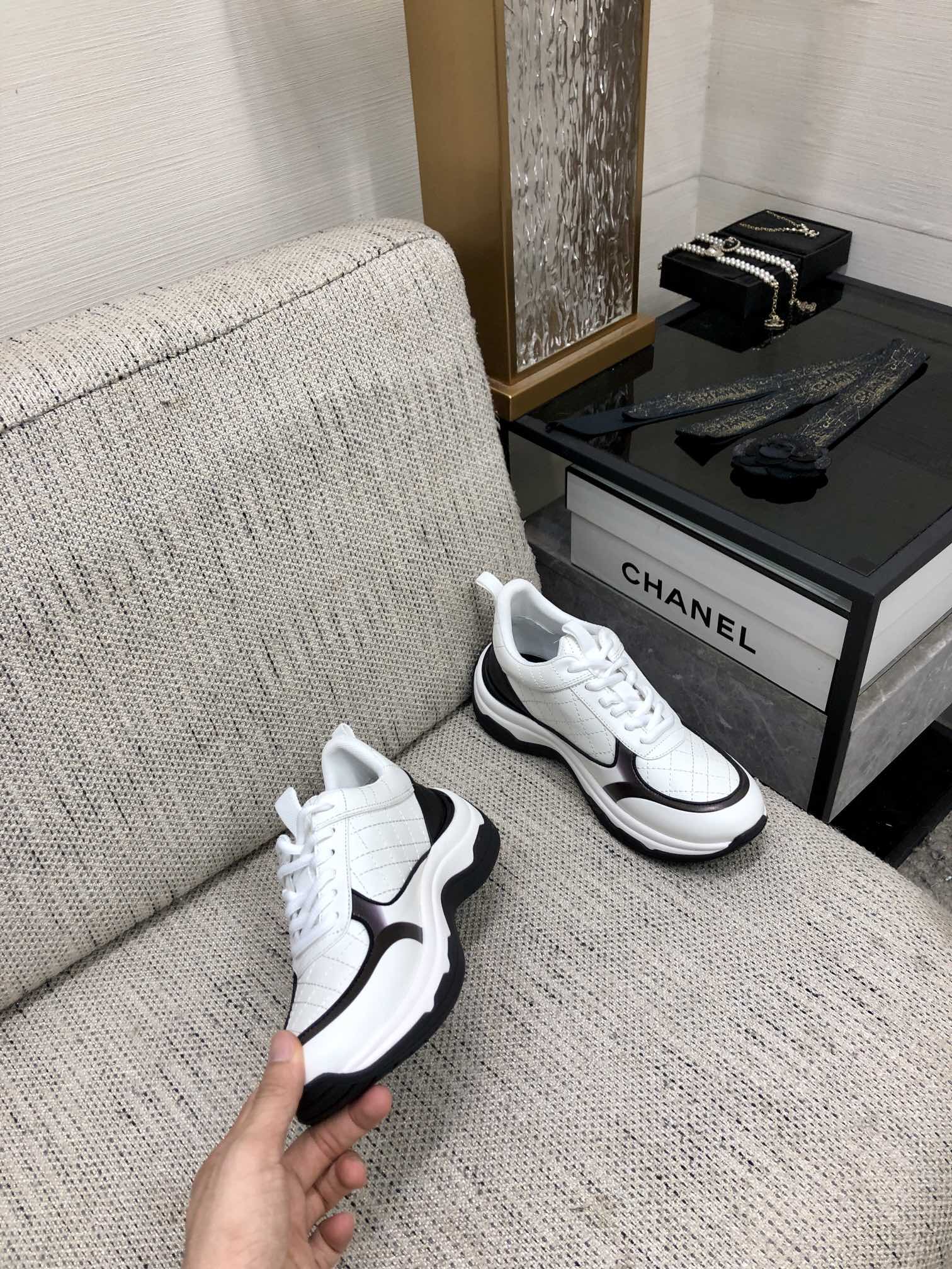 CC Sneaker Black White Nappa Leather