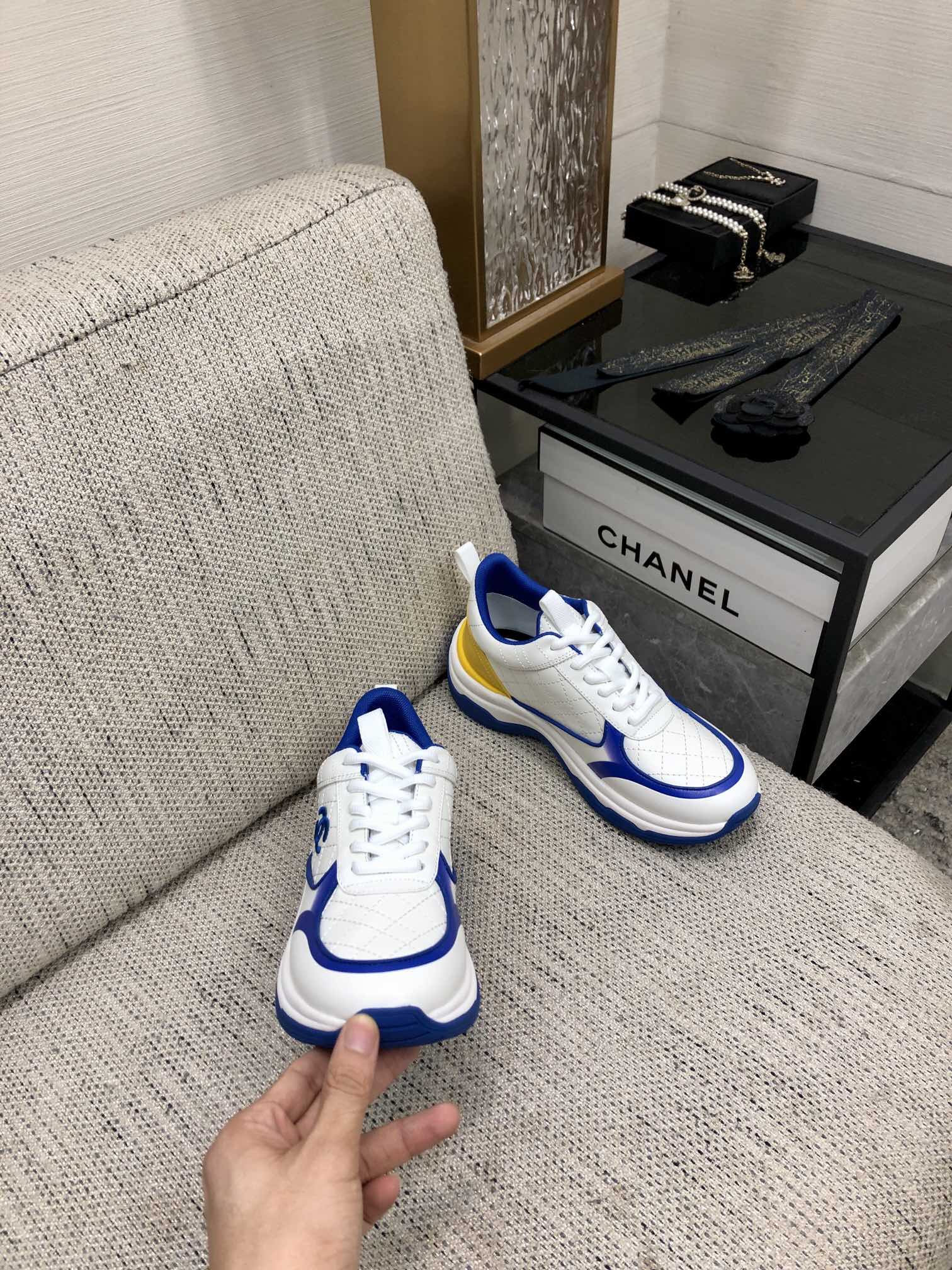 CC Sneaker Blue Yellow Nappa Leather